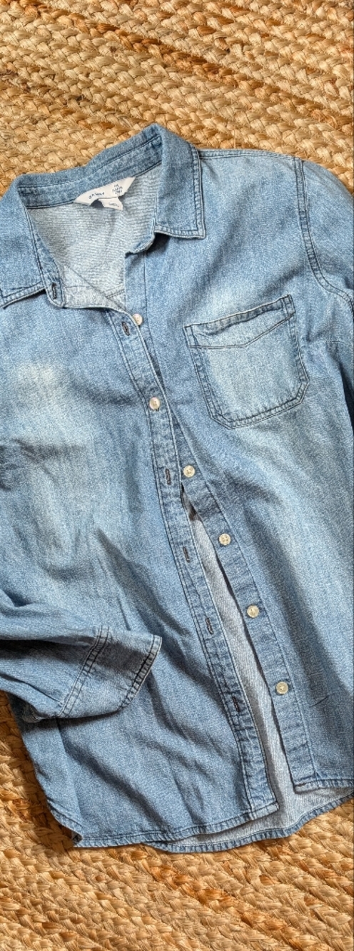 Light Blue Denim Shirt - Casual Button-Up